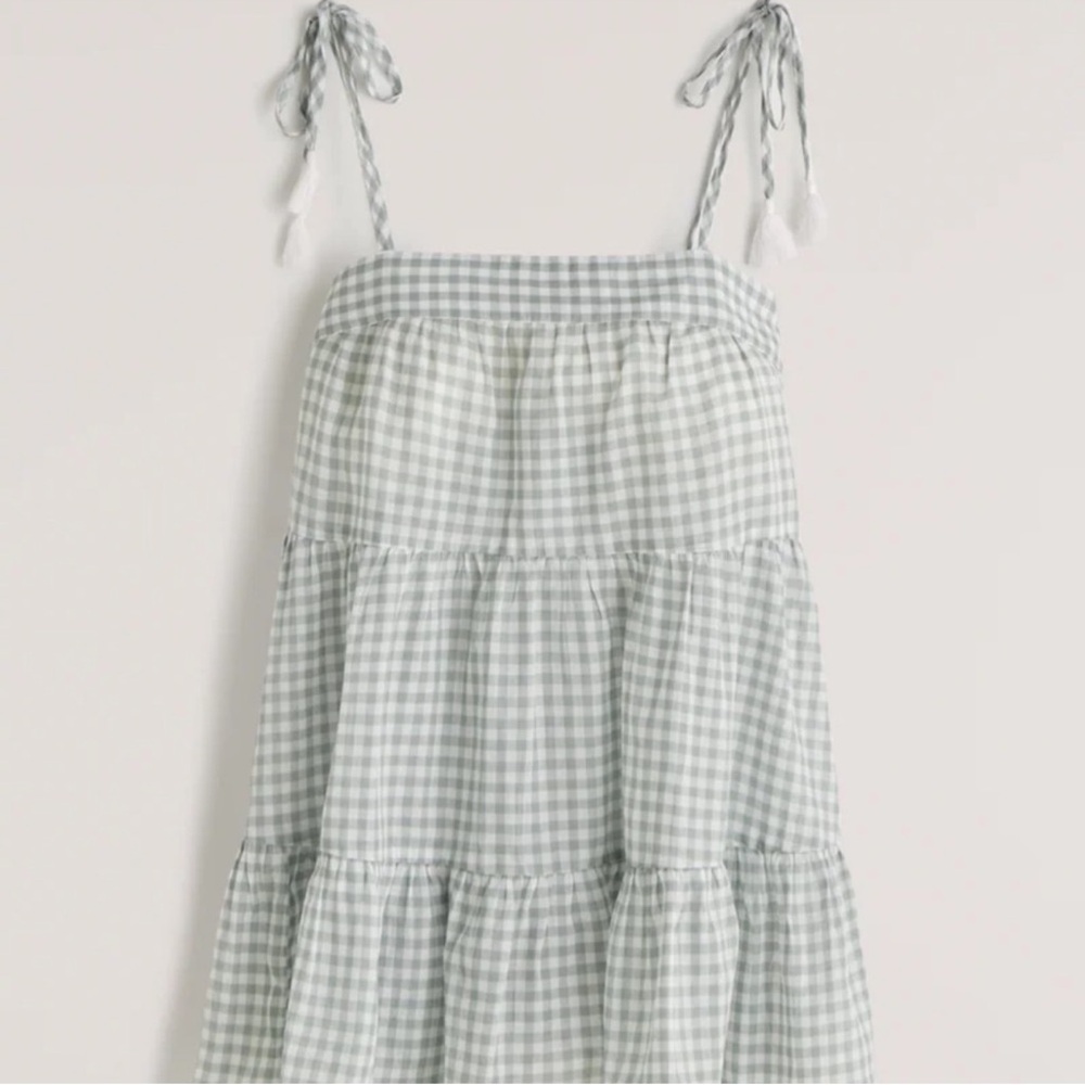 Abercrombie & Fitch Gingham Swim Coverup in Green and White
